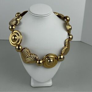 Vintage Gold Tone Chunky Choker Necklace
